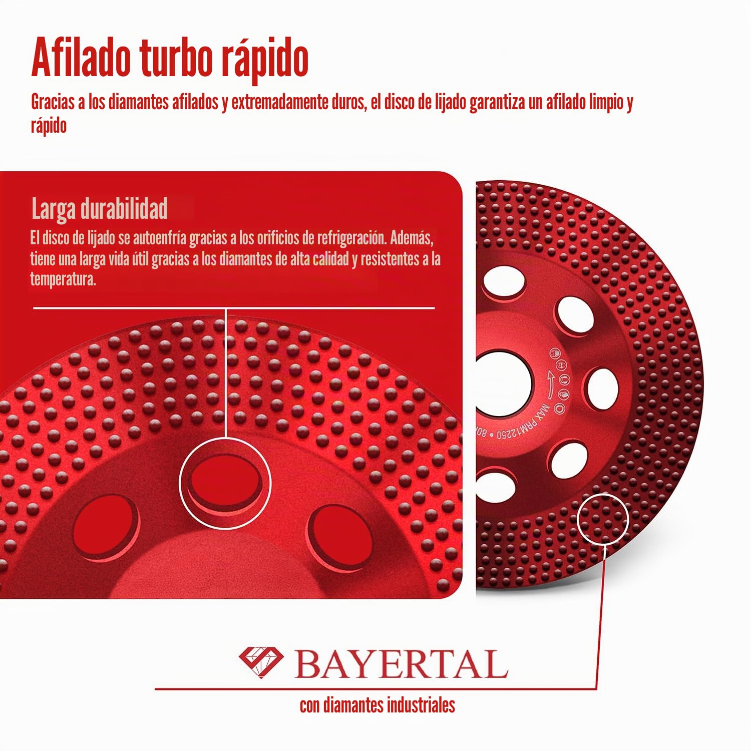 BAYERTAL® Plato de desbaste diamantado 125 mm – Para pintura de fachada, madera, recubrimientos epoxi y más – Copa diamantada 125 mm con recubrimiento de diamante al vacío