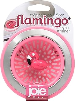Joie Flamingo Kitchen Sink Strainer Basket, Fits All Standard Sinks, Stainless Steel, Cute Garbage Disposal Drain Cover, 4.5-Inch, Pink Flamingo