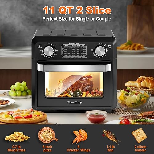 Miniatura 4 de Freidora de aire, 11 cuartos de galón, circulación de aire caliente de 360 para una cocción saludable sin aceite, combo multifuncional de convección