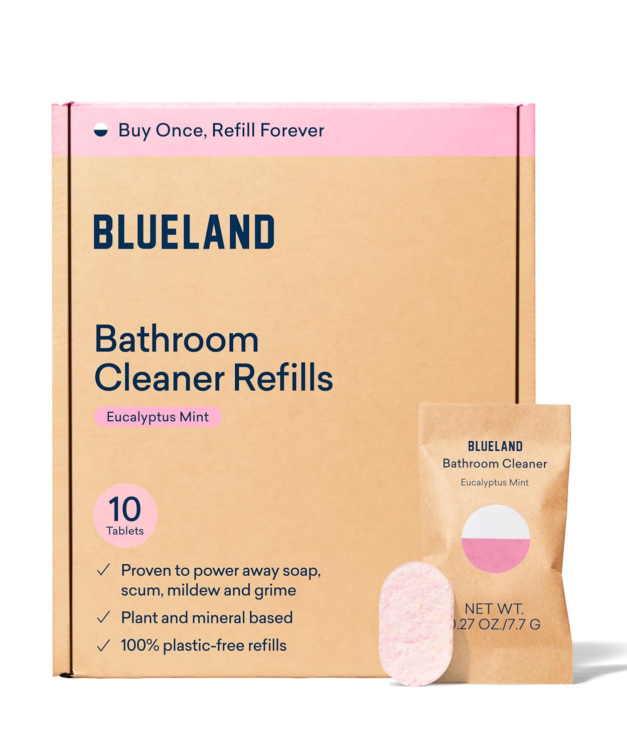 BLUELAND Bathroom Cleaner 10-Pack Refill Eucalyptus Mint Scent Eco-Friendly Cleaning Supplies 10x 24 Fl oz