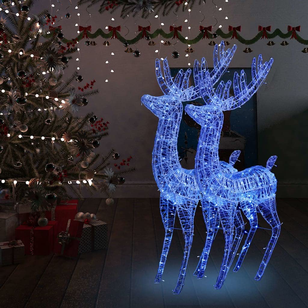 luce led,striscia led a batteria,ramo led da parete,Renne di Natale XXL in Acrilico 250 LED 2 pz 180 cm BluIdeal für Weihnachtsfeiern, Wandambiente