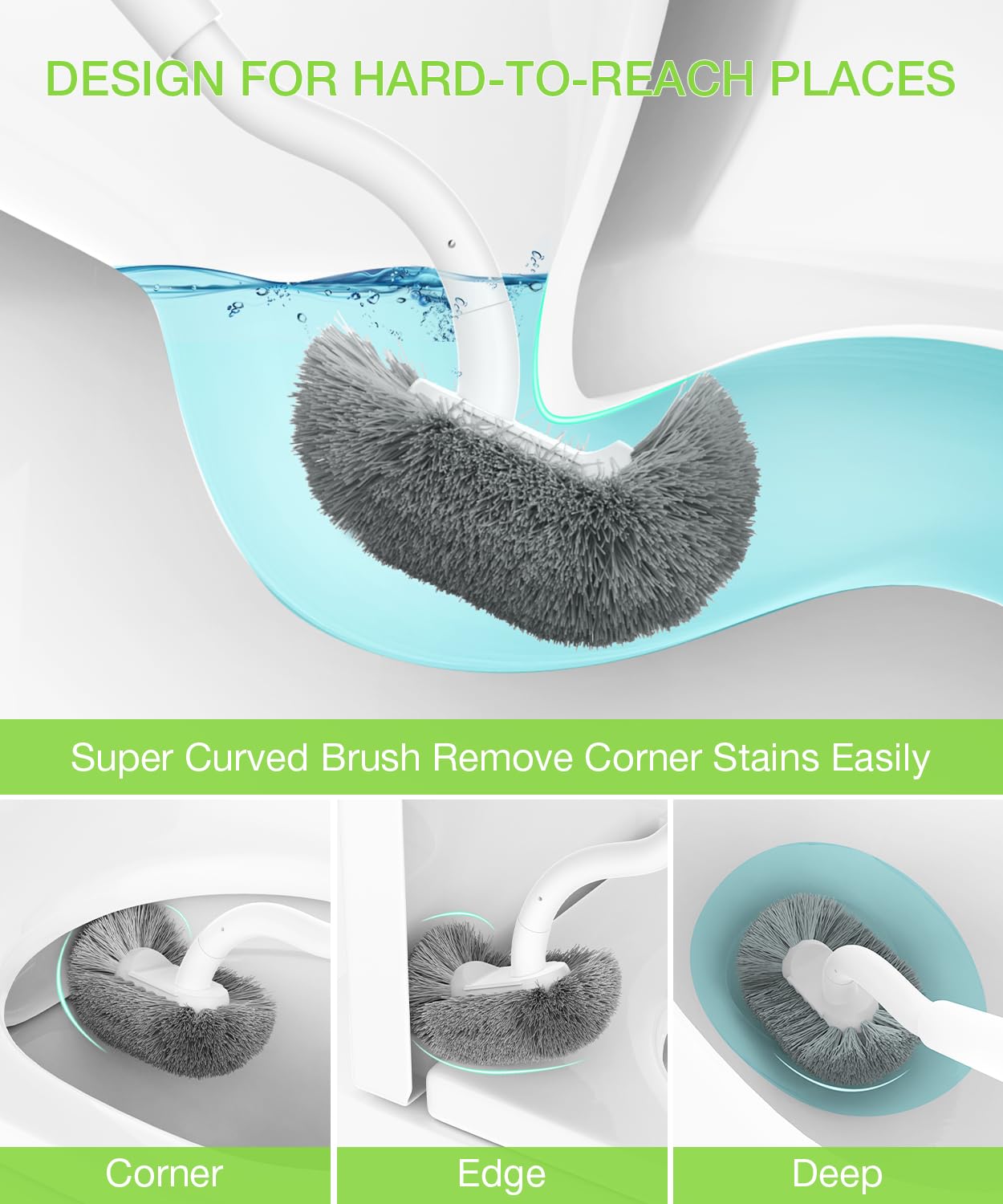 Toilet Bowl Brush and Holder, OSCIOSS Toilet Brush & Holder Set including Ergonomic Design, Compact Size, Durable Bristles - Image 4