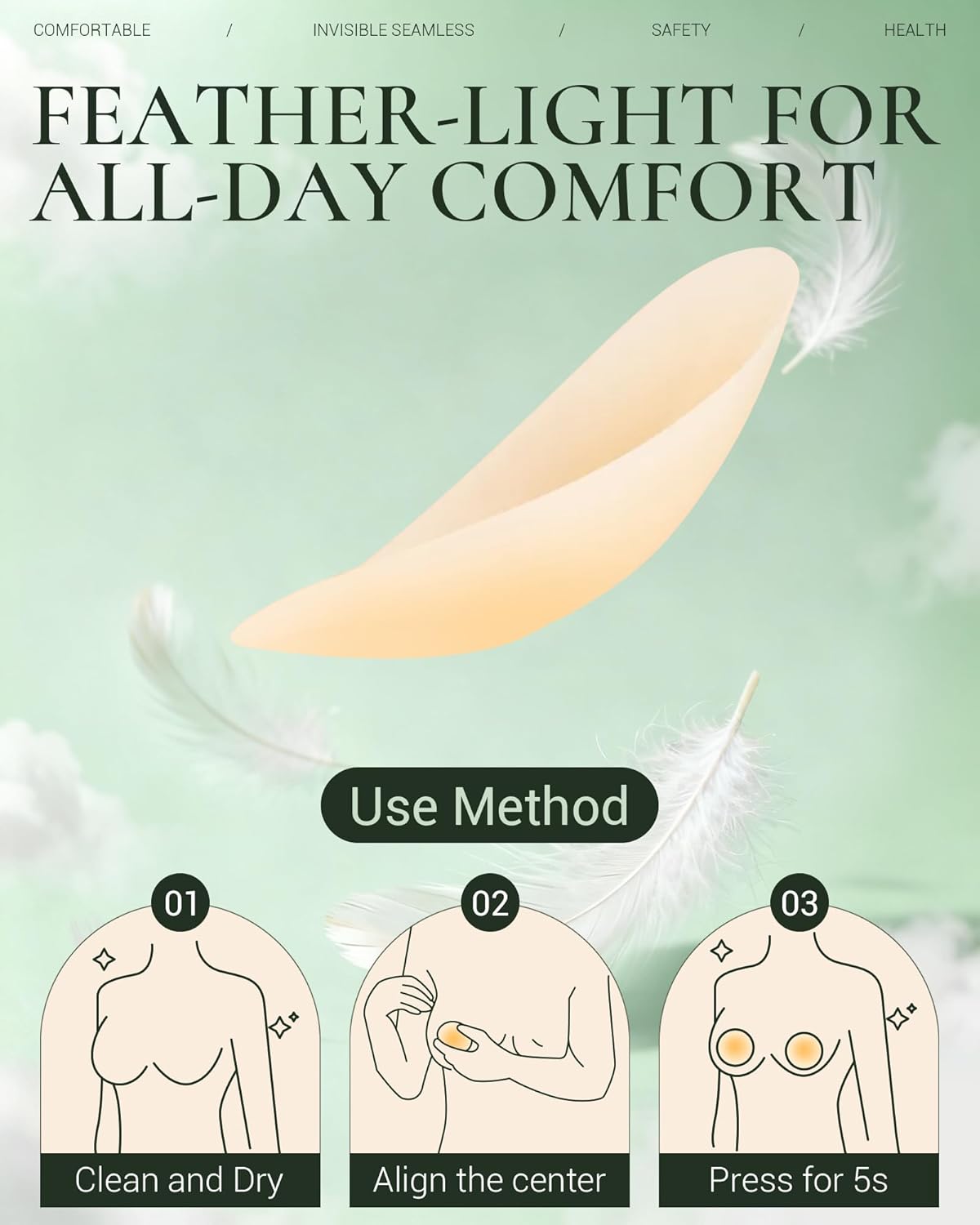 2 Pairs Silicone Nipple Covers for Women Reusable Adhesive Pasties - Invisible Waterproof Seamless Sticky Bra Nude - Image 3