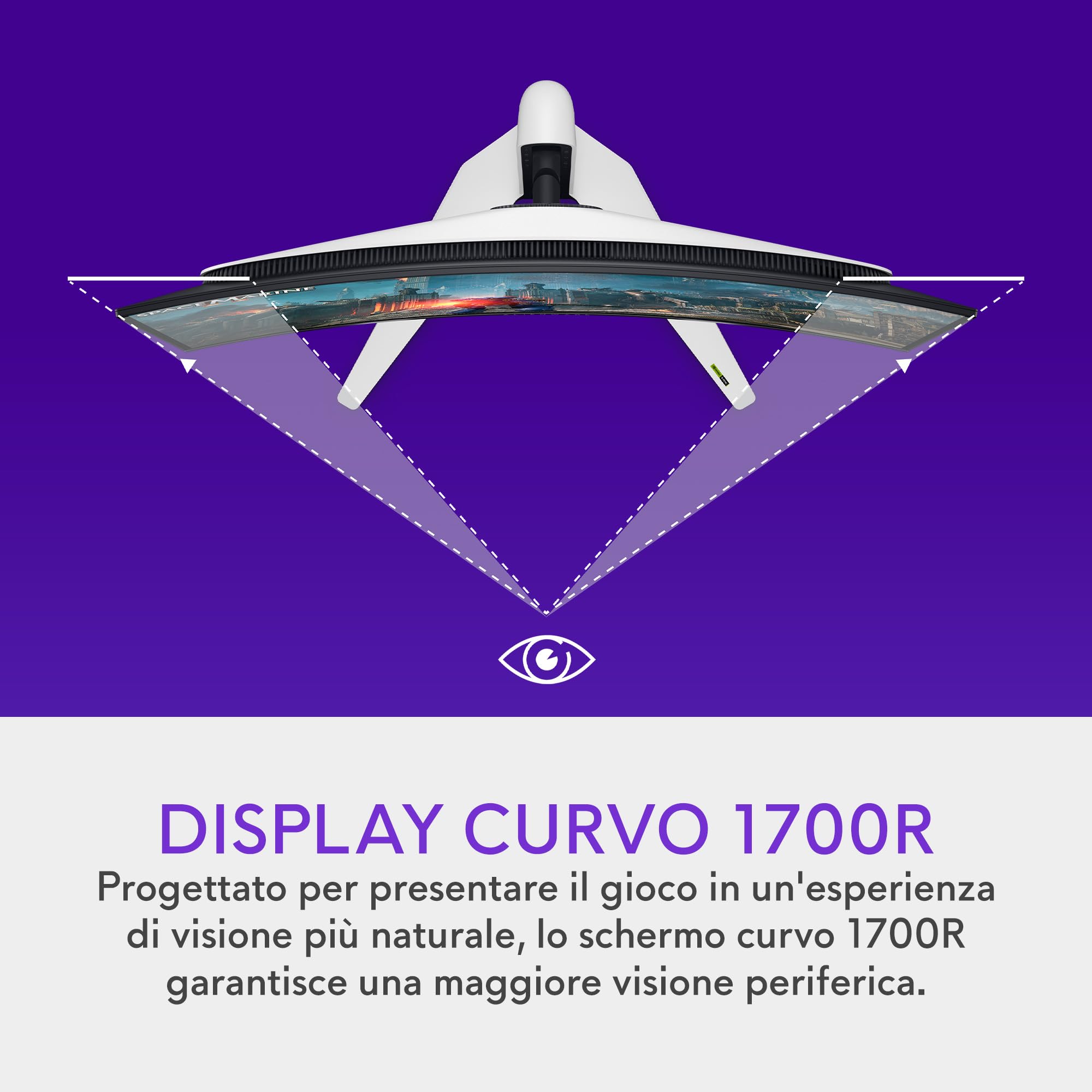 Alienware AW3225QF 32" 4K UHD (3840x2160) 1700R Monitor Gaming Curvo, 240Hz, QD OLED, 0.03ms, NVIDIA G-SYNC Compatible, HDR, Dolby Vision, USB-C, DisplayPort, 2x HDMI, 4x USB, 3 Anni di Garanzia