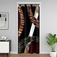 Vista 21 de Cortina de puerta con diseño de remolinos azules, negros y blancos, 1 panel de 34 pulgadas de ancho x 80 pulgadas de largo, cortinas opacas