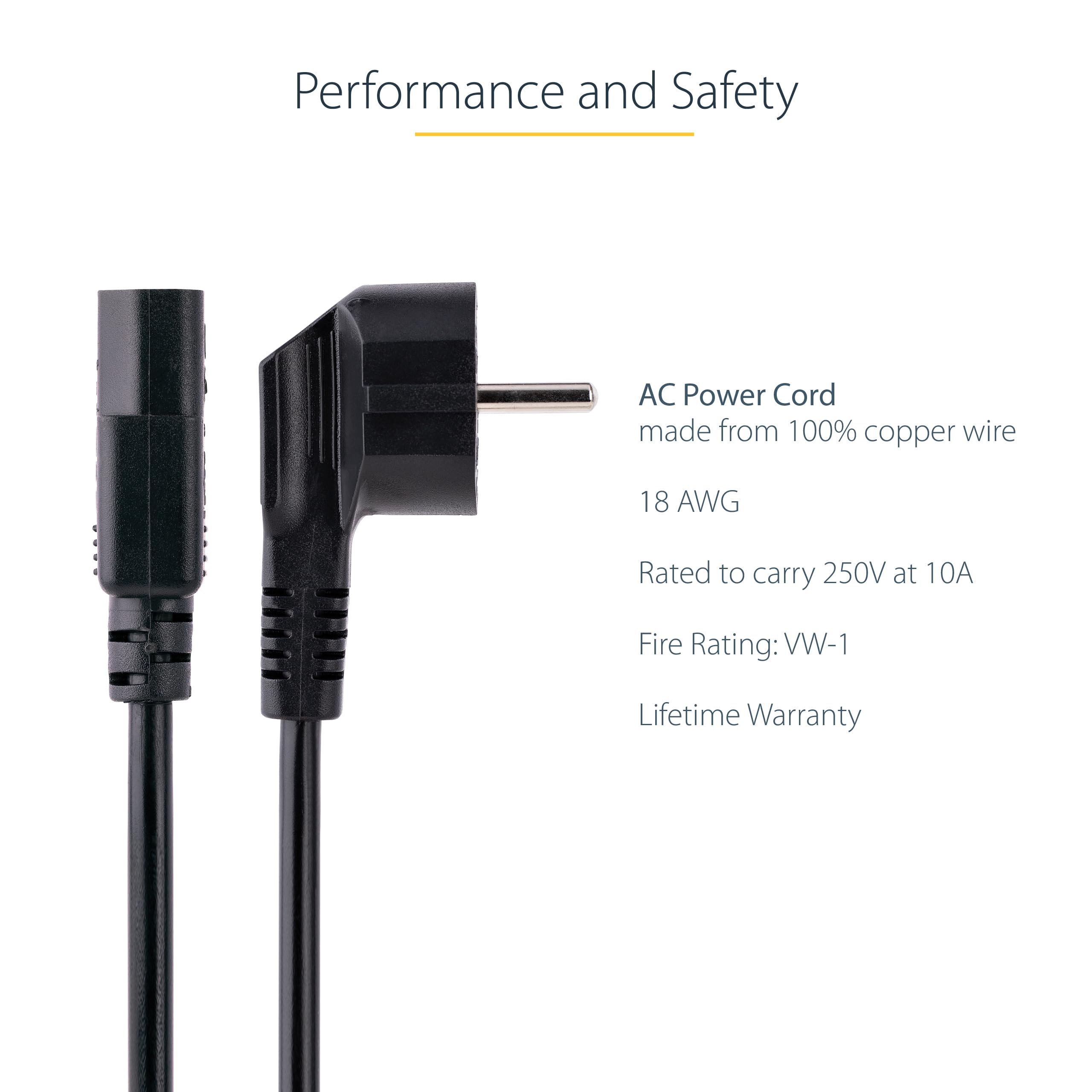 StarTech.com Cavo di Alimentazione per Computer 2m, EU Schuko a C13, 10A-250V, 18AWG, AC Ricambio per Stampante PC Monitor UL (PXT101EUR)