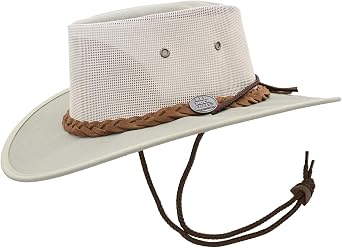 1048 Canvas Cooler - Australian Drover Sun Hat - Durable Canvas, Airflow Mesh, Lightweight, Wide Brim