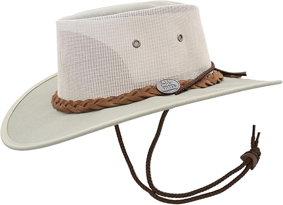 1048 Canvas Cooler - Australian Drover Sun Hat - Durable Canvas, Airflow Mesh, Lightweight, Wide Brim