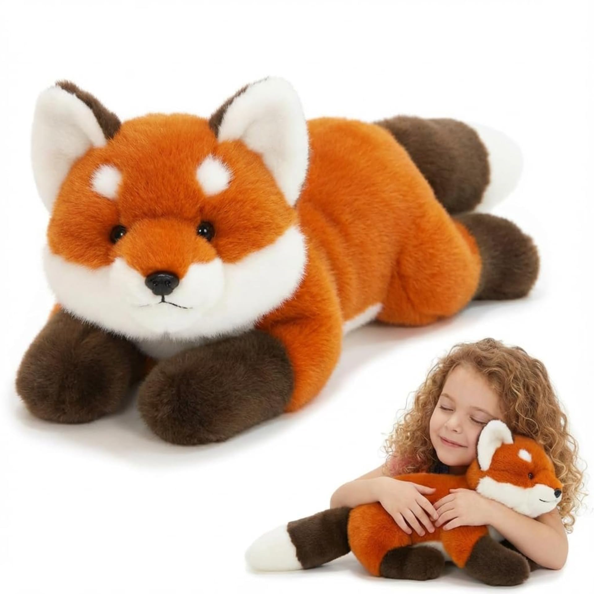 NQXORA Weighted Teddy for Anxiety Relief, Hug a Lumps Soft Stuffed Animal with Glass Beads, Calming Plush Companion for Kids and Adults, Sleep Support Cuddly Toy (Fox,30cm) — image 1