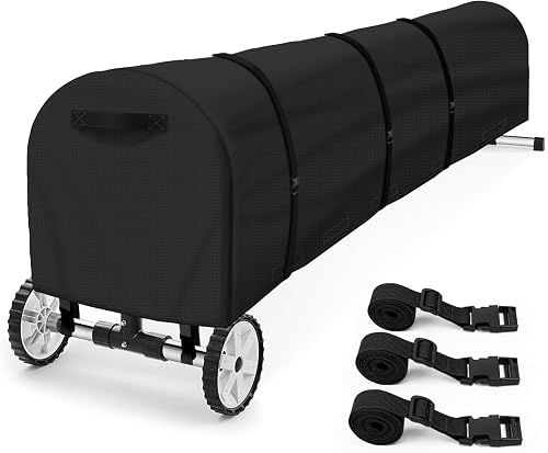 Swimming Pool Solar Reel Cover, 16Ft UV Resistant Inground Pool Solar Protective Blanket Reel Cover 420D Heavy Duty Waterproof Winter Solar Blanket Reel Roller Covers Protector (16 Ft, Black)