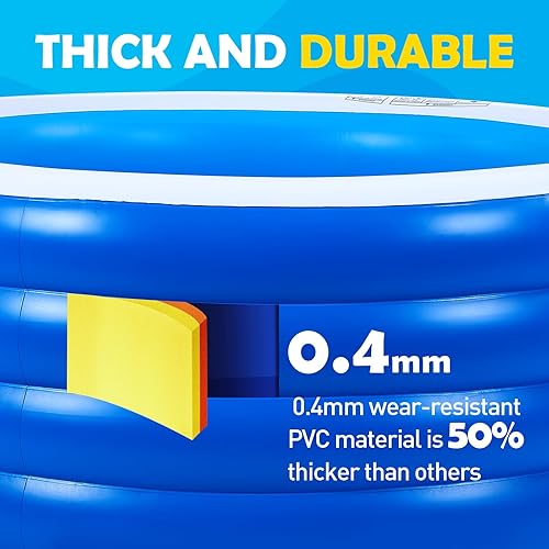 Miniatura 2 de Biange Piscina inflable redonda de 72 x 30 pulgadas, piscina inflable para niños, piscina infantil para patio trasero