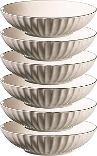 MÄSER Serie OSITA - Platos hondos para 6 personas de cerámica de alta calidad, diseño retro, color blanco