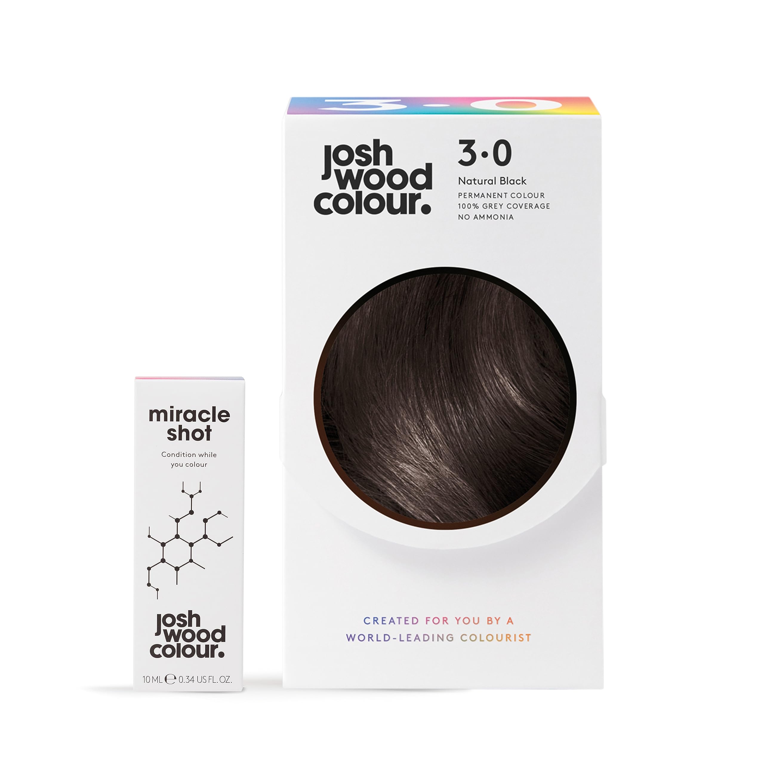 Josh Wood Colour Miracle Kit - Permanent Colour 3.0 and Miracle Shot,62% LESS BREAKAGE, 2.7 TIMES STRONGER HAIR, 38% LESS COLOUR FADE, Covers 100% of grey, Ammonia free
