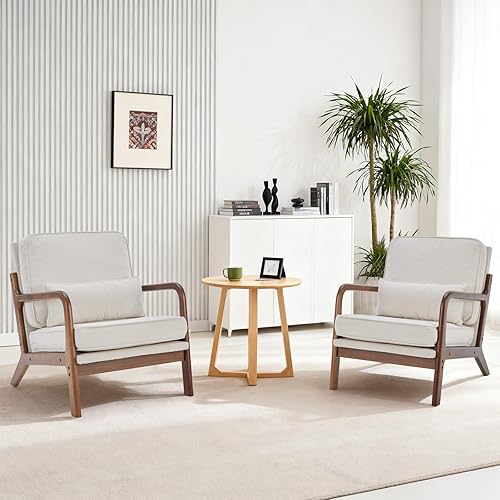 Miniatura 9 de DUMOS Silla moderna de mediados de siglo, silla decorativa con brazos y cojín de cintura, sillas de lectura para adultos, silla de descanso para