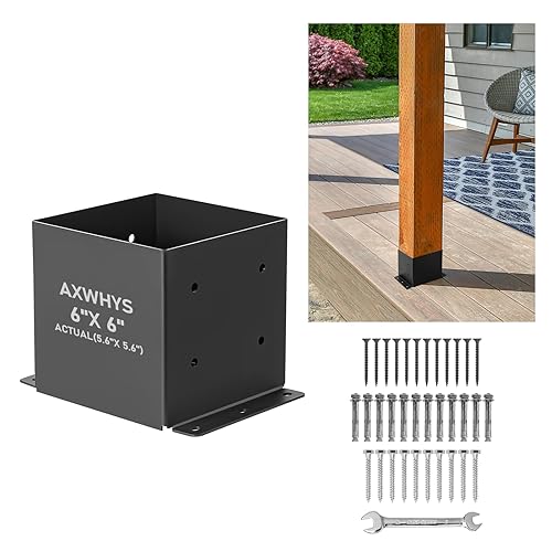 Miniatura 15 de Juego de 2 bases de poste de 4 x 6 pulgadas (tamaño interior de 3.6 x 5.6 pulgadas), anclaje de poste de acero grueso recubierto de polvo de metal