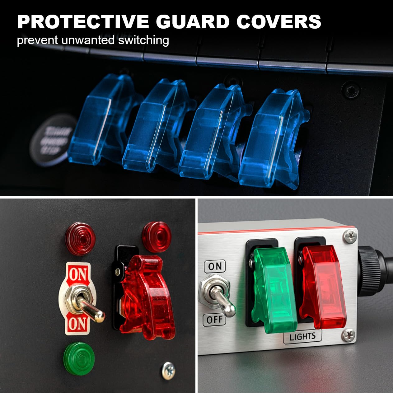 MGI SpeedWare Safety Flip Covers for Bat-Handle Toggle Switch 5-Pack (Blue)