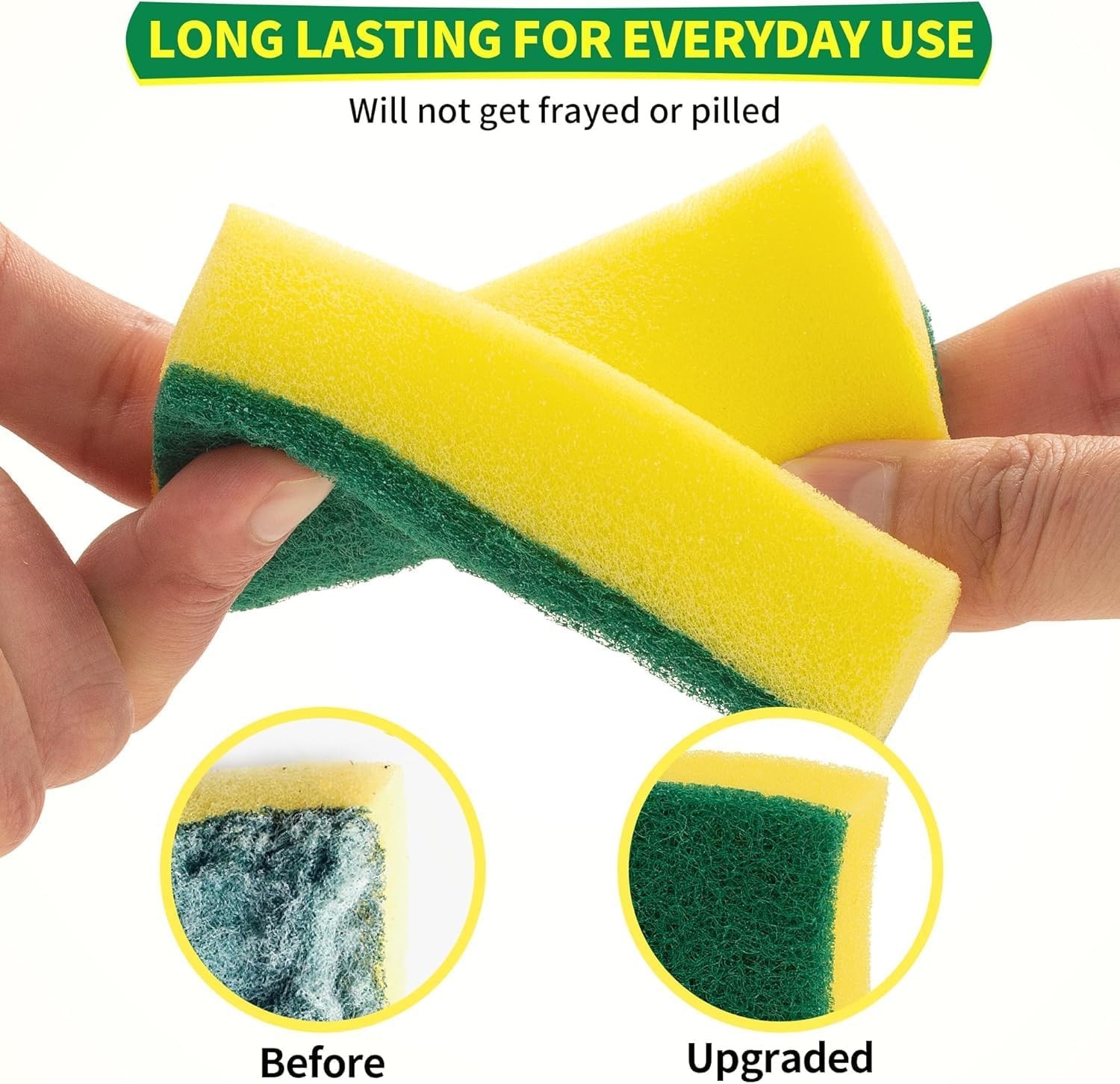 HOMERHYME Heavy Duty Scrub Sponges, 120 Pack Scrub Sponge, Double-Side Kitchen Sponge, Multipurpose Long-Lasting Sponges, High-Density Dish Sponge