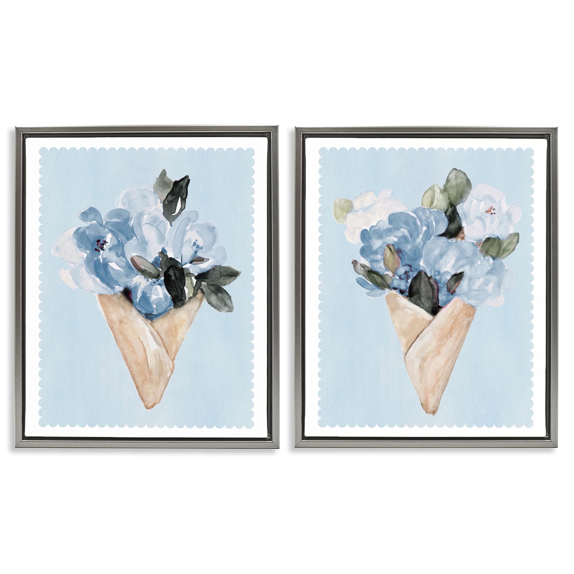 'Blue Flower Gift Bouquets'| 2pc Floating Frame Art Set 2