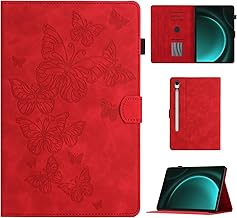 Hülle für Samsung Galaxy Tab S10 Lite/S10 FE/S9 FE 10.9"/S9 11" PU Leder Tablette Schützhülle mit S Pen Halter Auto Schlaf/Wach Tablet Cover für Samsung Tab S10 Lite/S10 FE/S9 FE/S9, Rot