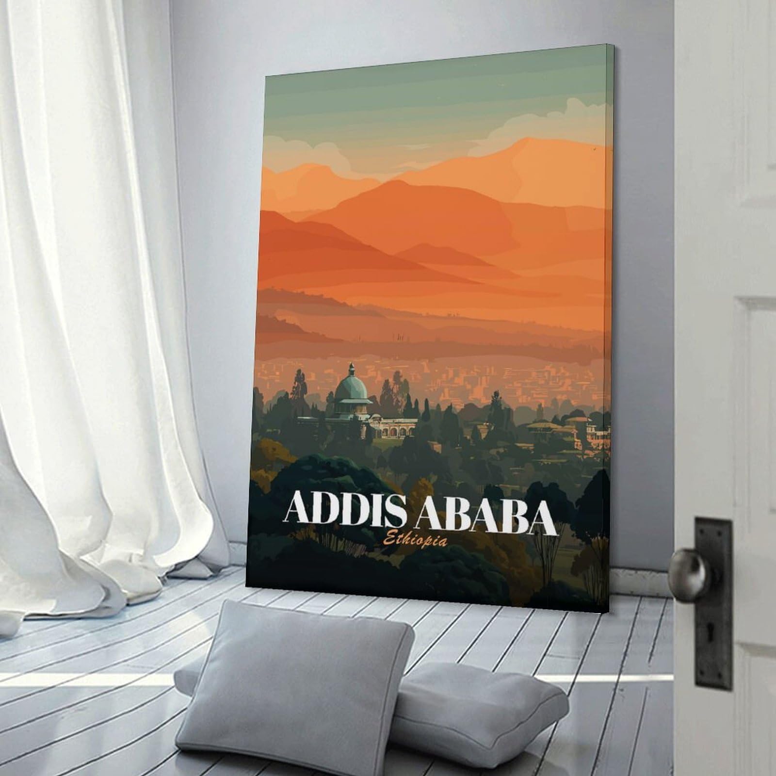 Addis Ababa, Ethiopia Travel Canvas Art Print 20x30inch(50x75cm), for Bedroom Decor, Cosy Corners Or Studios, An Easy Wall Refresh for Bedrooms