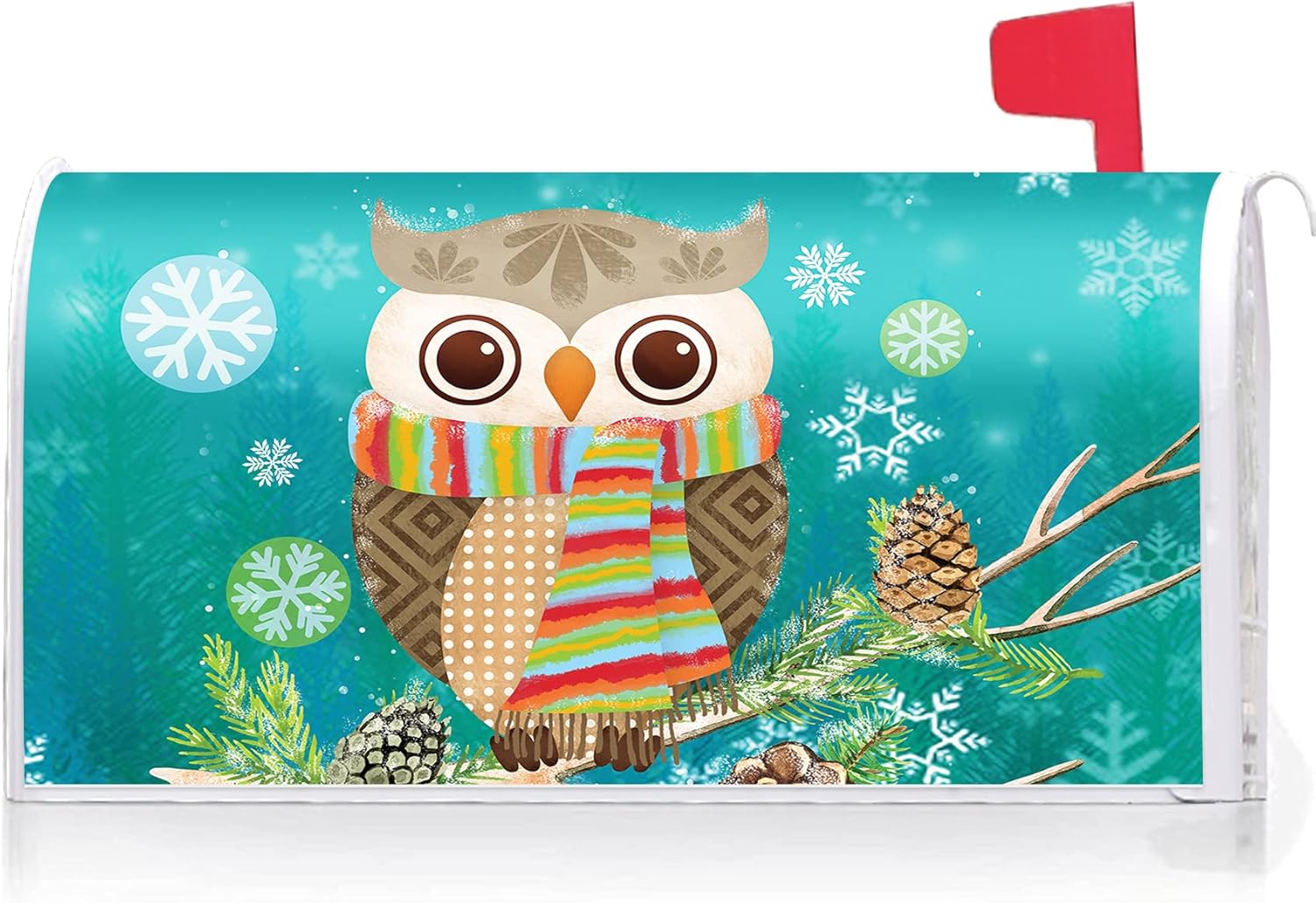 Texupday Fall Owl Maple Leaves Decoration Mailbox Cover with Magnetic Strip Autumn Mailbox Wraps Post Letter Box Cover Standard Size 21" X 18" for Garden Outdoor Yard Decor