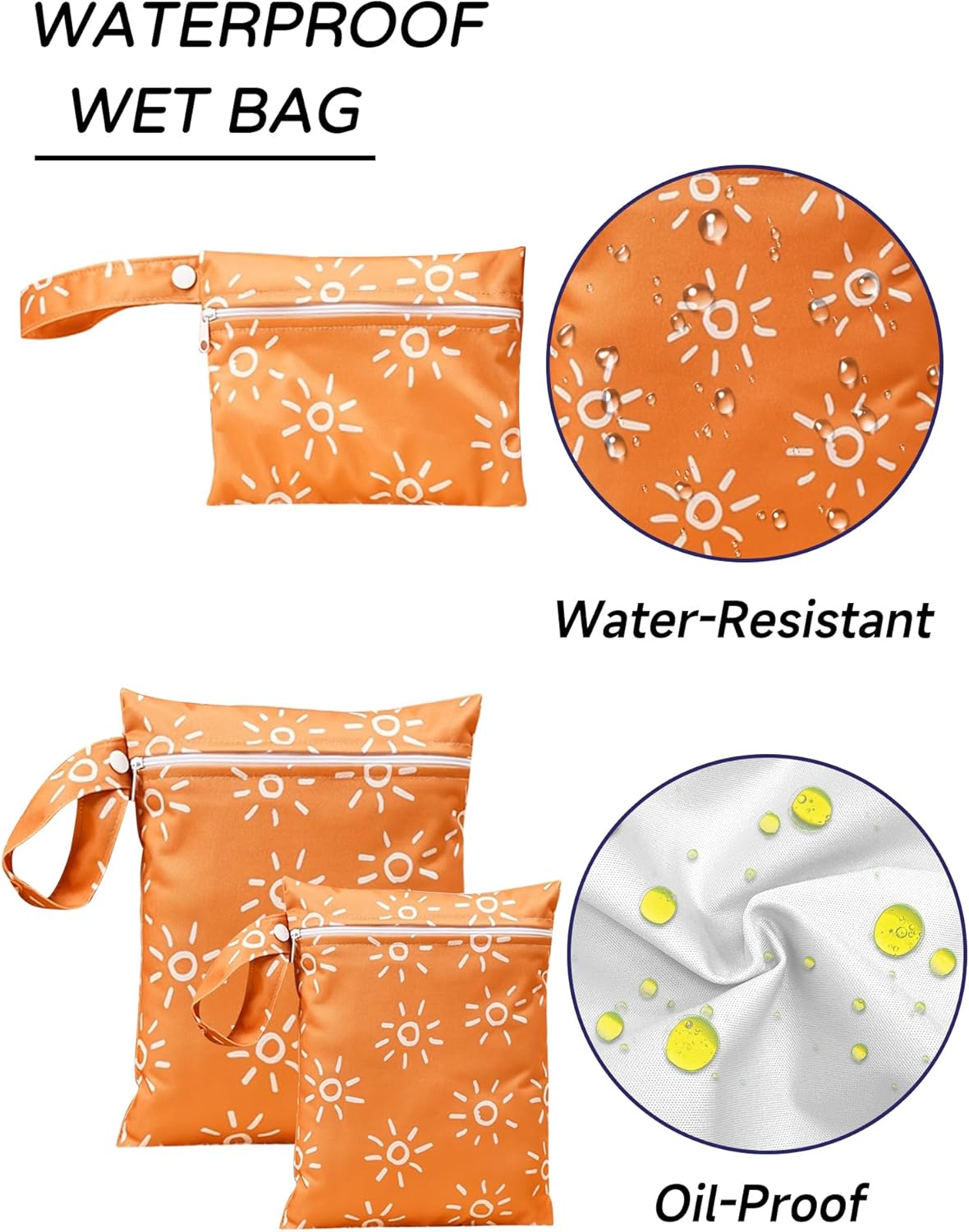 Happy Cherry 3 Pack Wet Dry Bags, Washable Bag for Travel Storage, Waterproof Reusable with Zippered Beach Pool