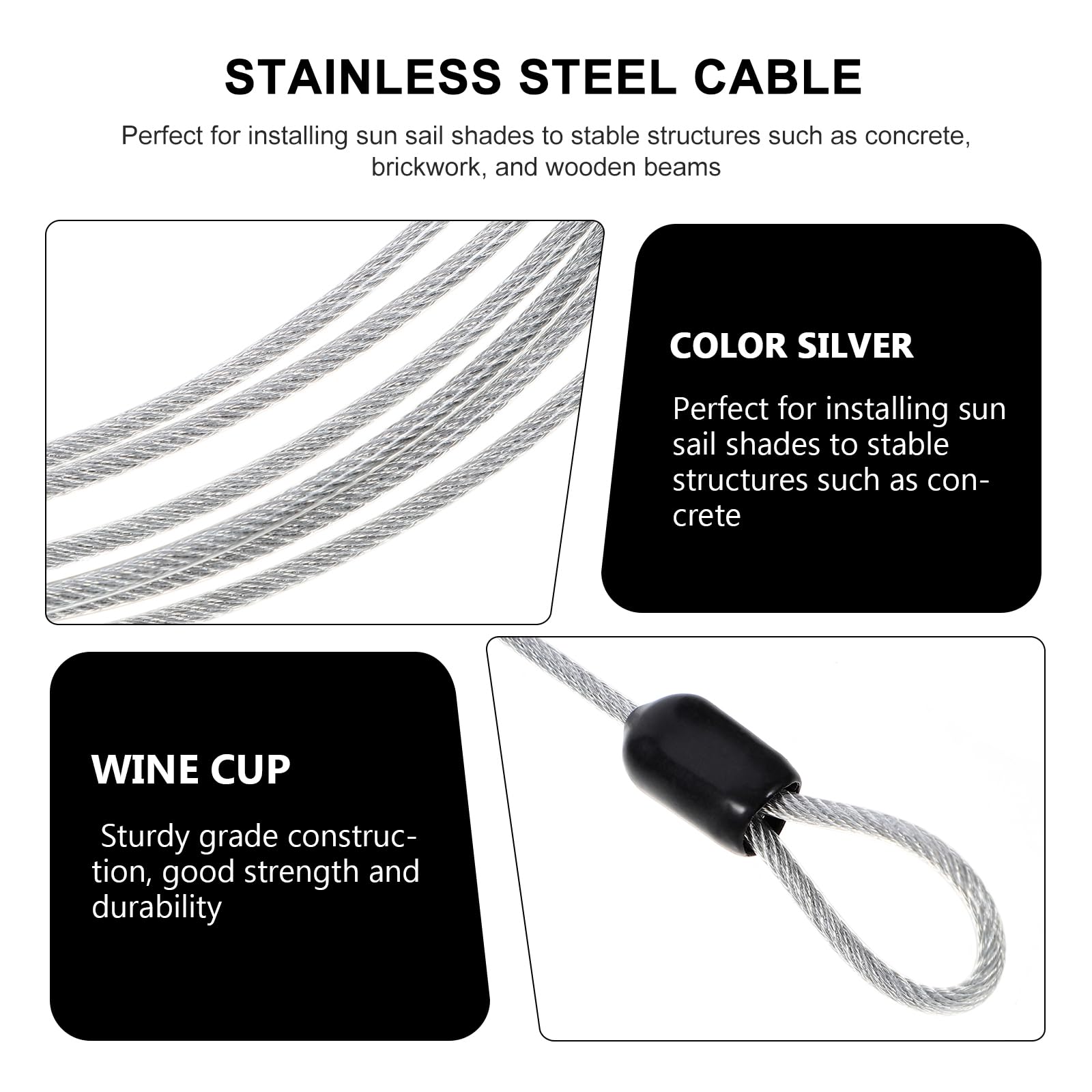 3Pcs 2M Braided Stainless Steel Wire Rope with Protective Plastic Coating for Picture Hanging Stair Railing - Image 3