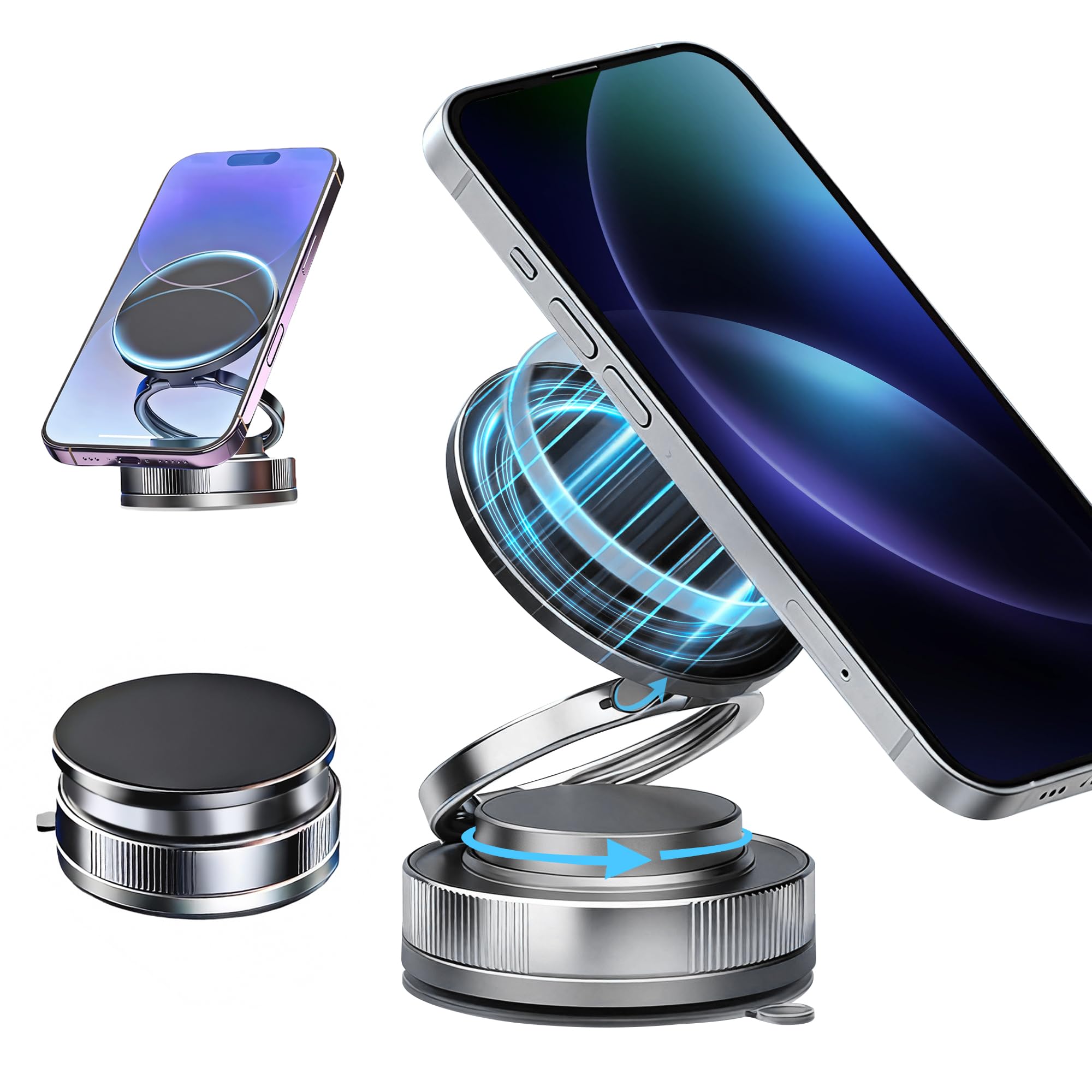 Supporto per telefono da auto regolabile, antiscivolo, adatto a tutti gli smartphone, facile installazione per cruscotto/presa d'aria, nero