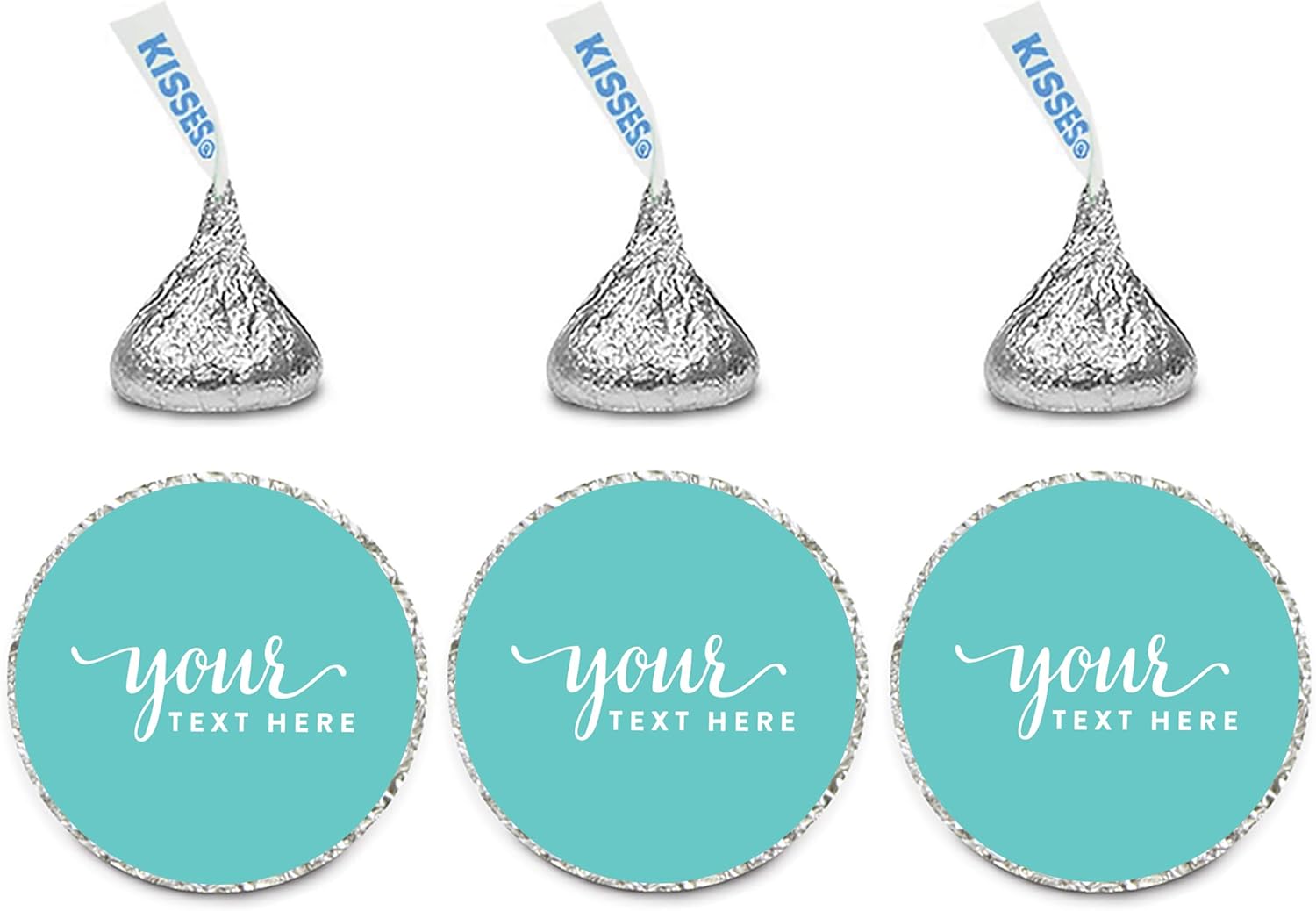 Andaz Press Fully Personalized Collection, Chocolate Drop Label Stickers Fits Kisses, Custom Made Any Name, Your Text Here, 216-Pack, for Weddings, Christmas, Holidays Personalized Candy Stickers