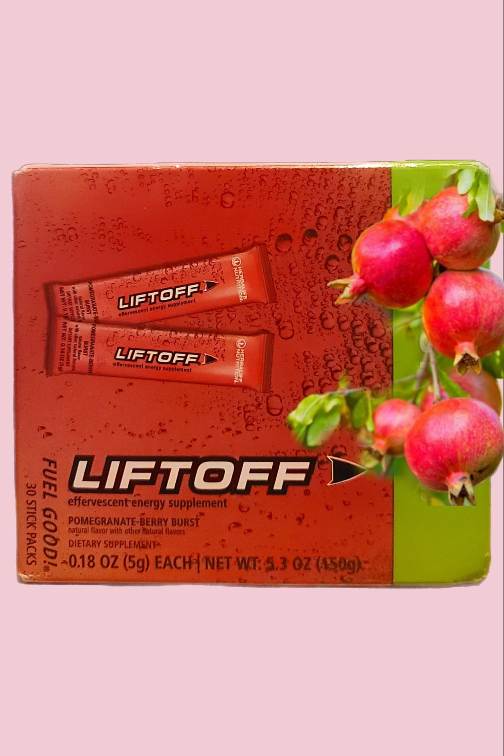 Generic ENERGY DRINK LIFTOFF POMEGRANATE BERRY BURST FLAVOR 30 STICKS, red