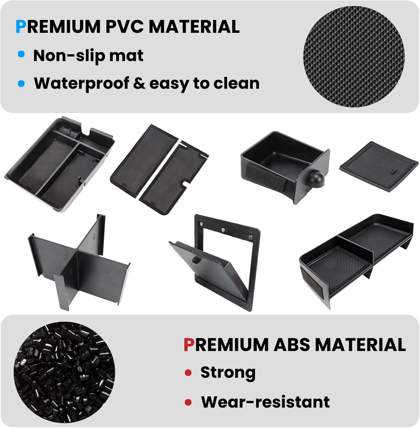 5PCS Center Console Organizer Compatible with 2023-2026 Honda Pilot/2026 Honda Passport Drawer Storage Tray Armrest Divider Tray &Insert Hidden Storage Box Interior Accessories