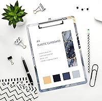 Vista 4 de Portapapeles de plástico A4, lindo portapapeles con clip tamaño carta estándar 9 x 12.5 pulgadas, decorativo para oficina para estudiantes, mujeres