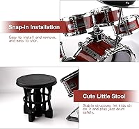 Vista 2 de M SANMERSEN Kit de batería para niños pequeños, juego de batería de jazz, 5 baterías con taburete, mini banda, juego de instrumentos musicales
