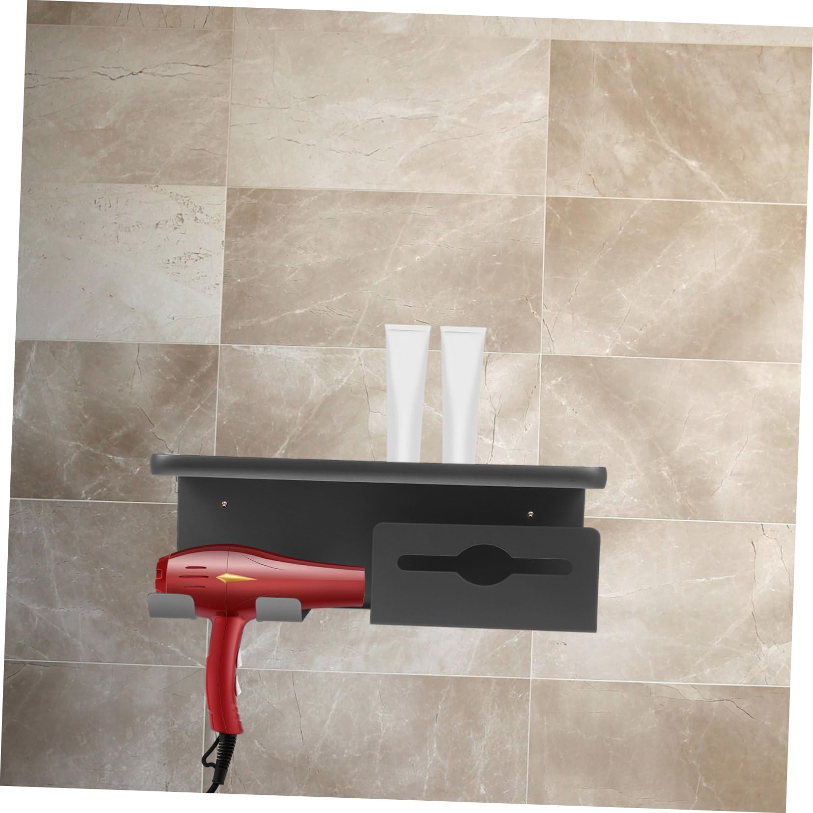 HOOTNEE Bathroom Organizer Hair Dryer Storage Mount Steel Versatile Space-Saving Design