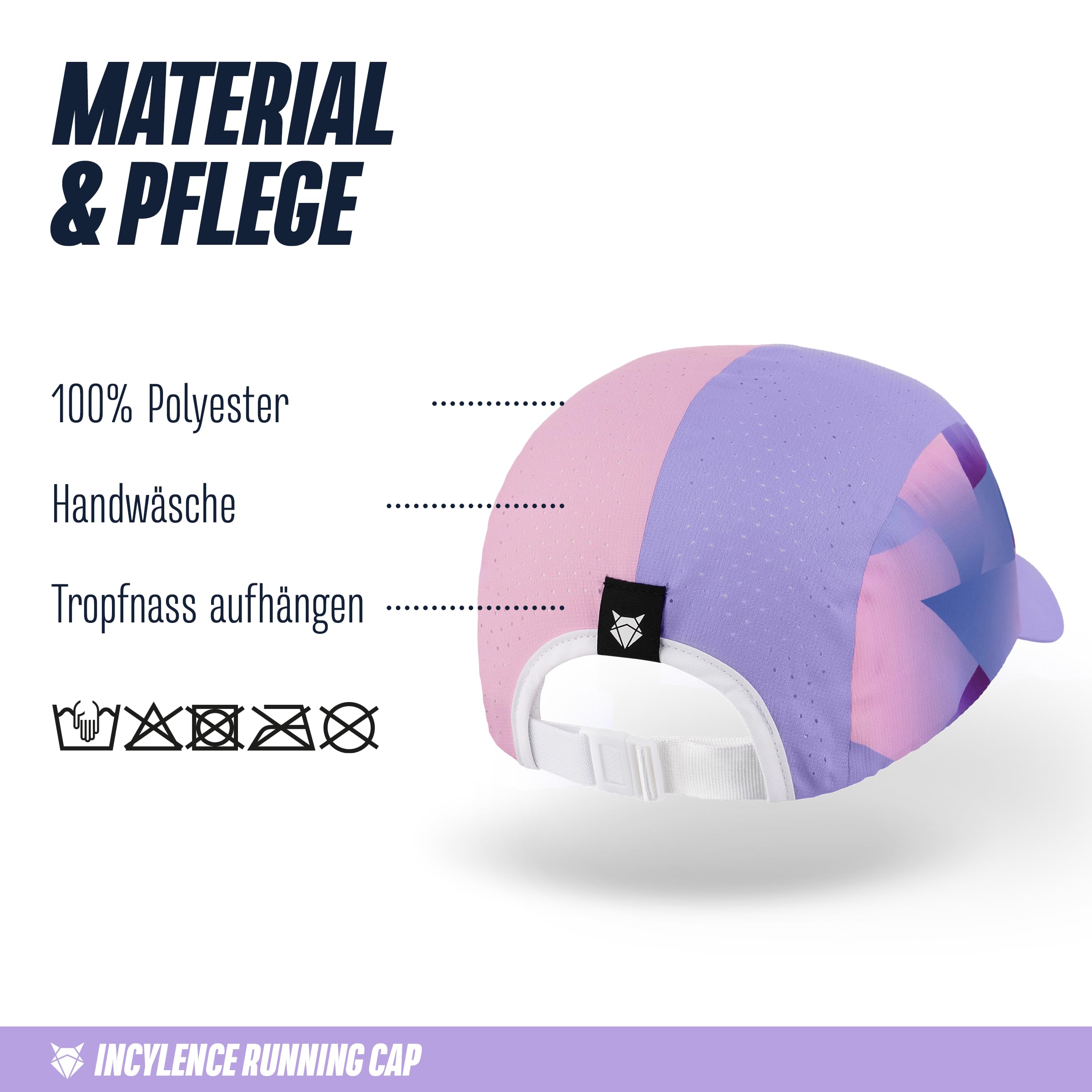 INCYLENCE Casquette de course - Casquette de course ultra légère avec protection UV - Unisexe | Matériau respirant, 100 % polyester, séchage rapide, boucle réglable, taille unique (56 cm), design de visière étroite