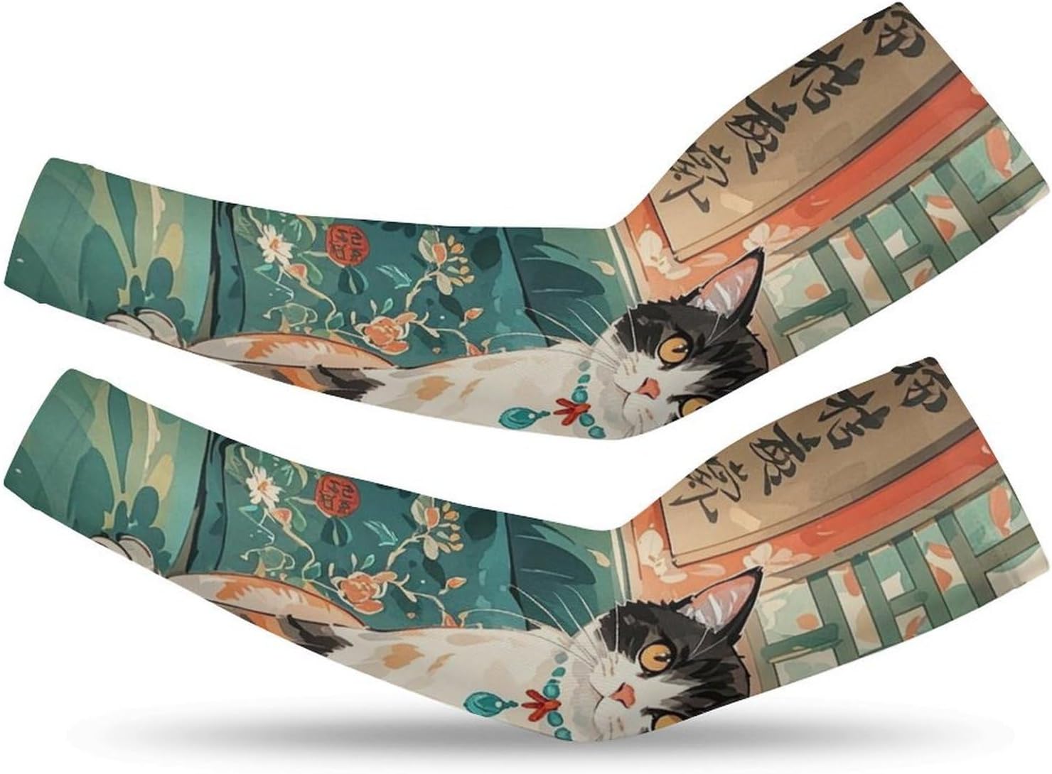 Cute Cat Arm Sleeves for Men Women Sun Protection Sleeves Cooling Compression Arm Covers for Sport
