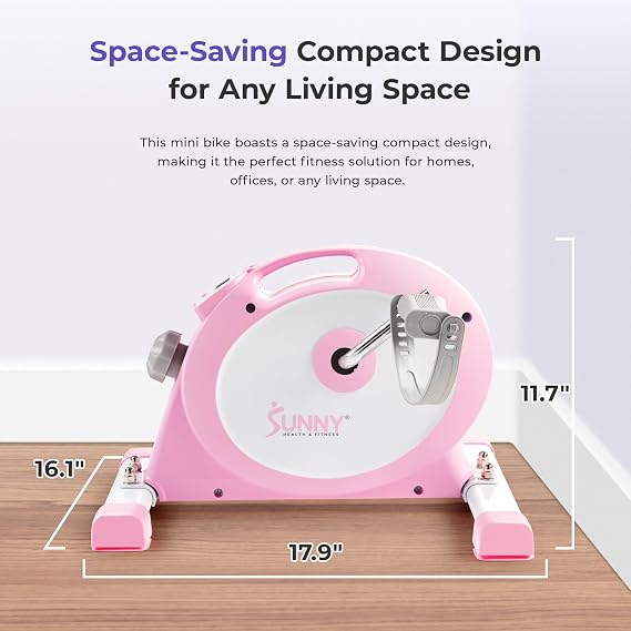 Sunny Health & Fitness Smart Under-Desk Bike Exerciser, Low-Impact Cardio Cycling Equipment for Home/Office, Mini Paddler for Arm/Leg Mobility Training, Free SunnyFit App