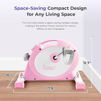 Sunny Health & Fitness Smart Under-Desk Bike Exerciser, Low-Impact Cardio Cycling Equipment for Home/Office, Mini Paddler for Arm/Leg Mobility Training, Free SunnyFit App
