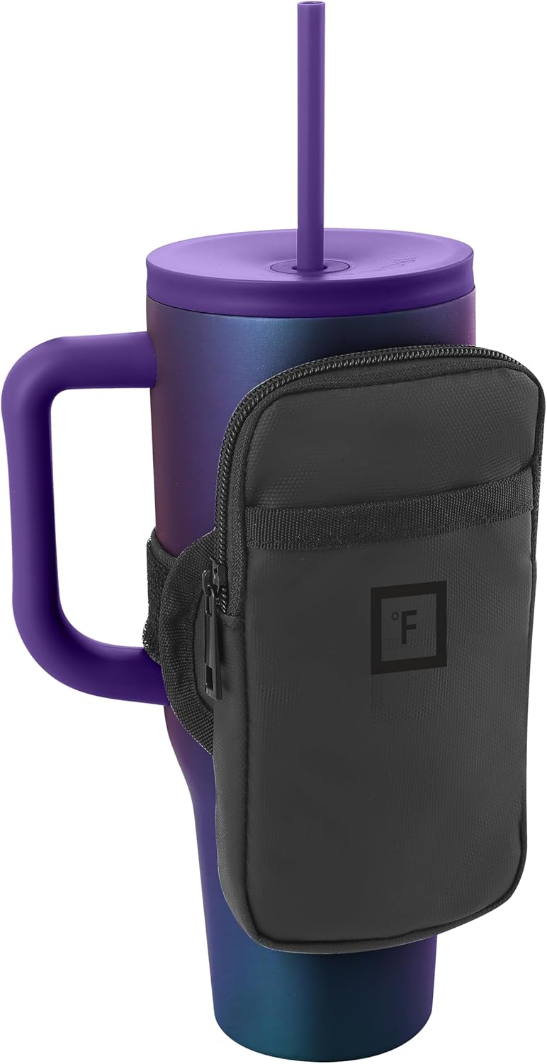 IRON °FLASK Co-Pilot 40oz Aurora with 2 Lids & Tumbler Wallet Black