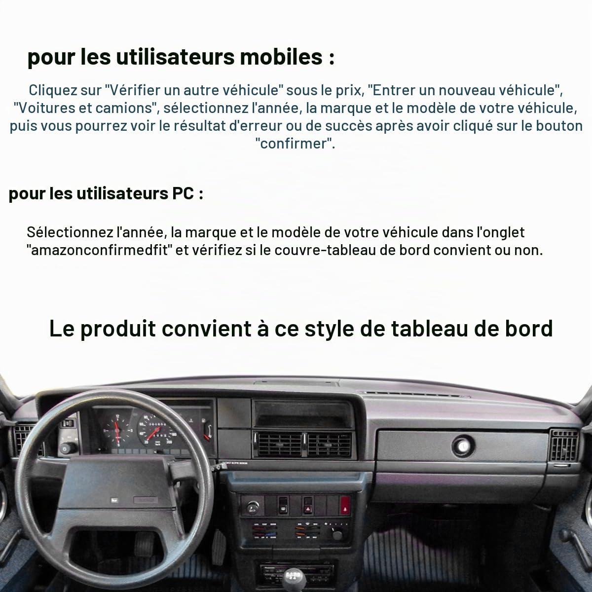 Tapis de protection pour tableau de bord pour Volvo (Noir) F62 | Tapis de protection personnalisé pour Volvo 240 242 244 245 262 264 265