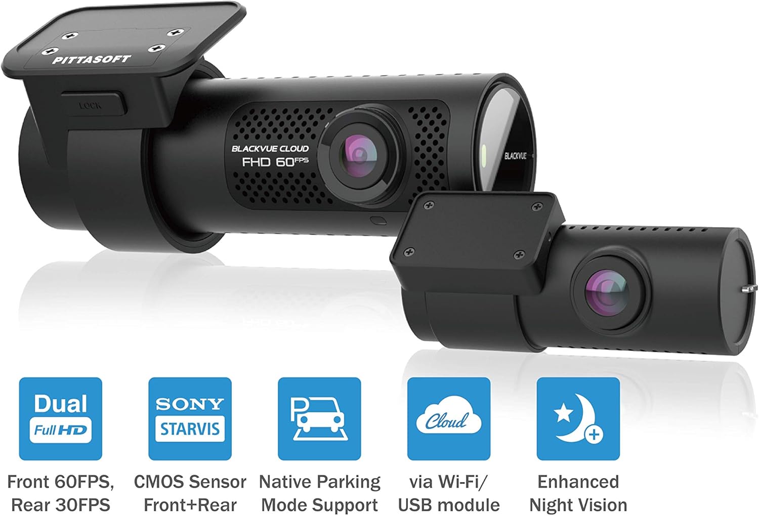 BlackVue DR750X-2CH Plus 32GB | Dual Full HD Cloud Dashcam | Back-Illuminated STARVIS Image Sensor | Built-in Wi-Fi, GPS, Parking Mode Voltage Monitor | LTE via Optional LTE Module