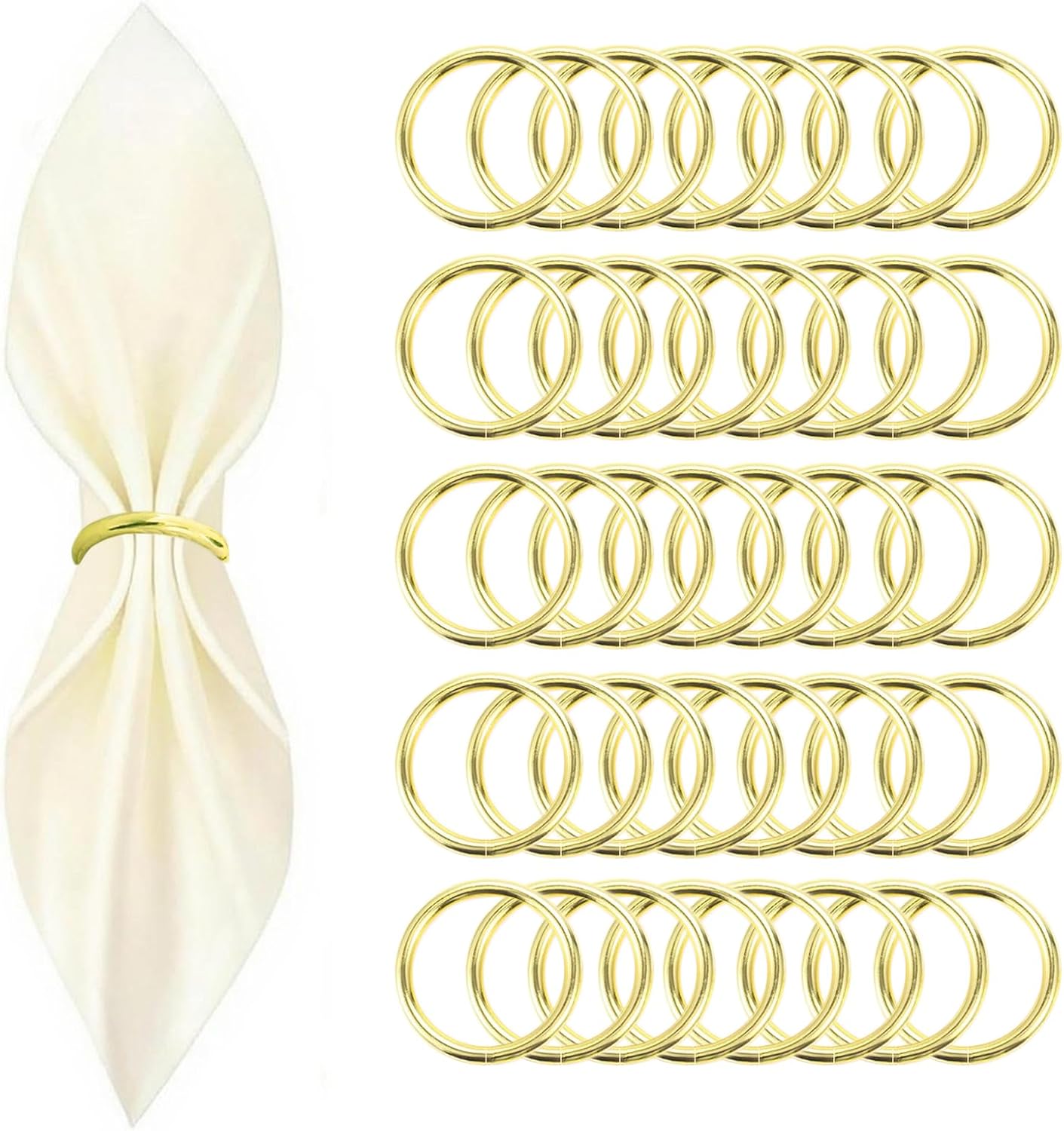 10 Pcs Gold Napkin Rings - Metal Napkin Ring(Round)