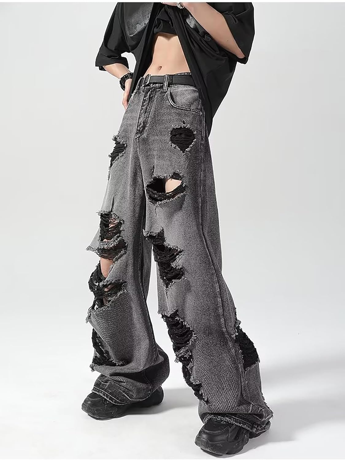 MMTYRM Damaged Jeans, Men's, Denim, Long Pants, India | Ubuy