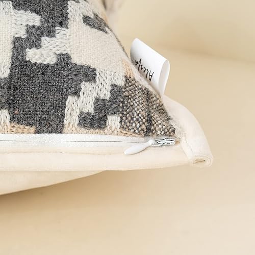 Miniatura 6 de Alerfa Funda de cojín de pata de gallo, color marrón claro, blanco y gris oscuro, de 12 x 20 pulgadas, funda de almohada lumbar de terciopelo de