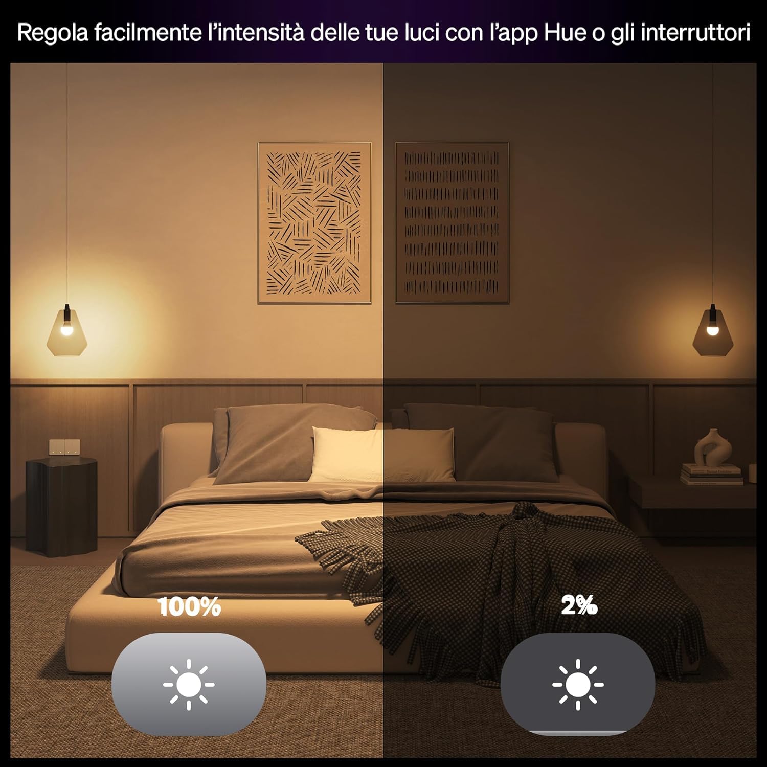 Philips Hue Essential Starter Kit, Con Bridge e 4 lampadine smart E27, Lampadine intelligenti con luce bianca e colorata, Luci smart compatibili con Alexa, Google Assistant e Apple Home