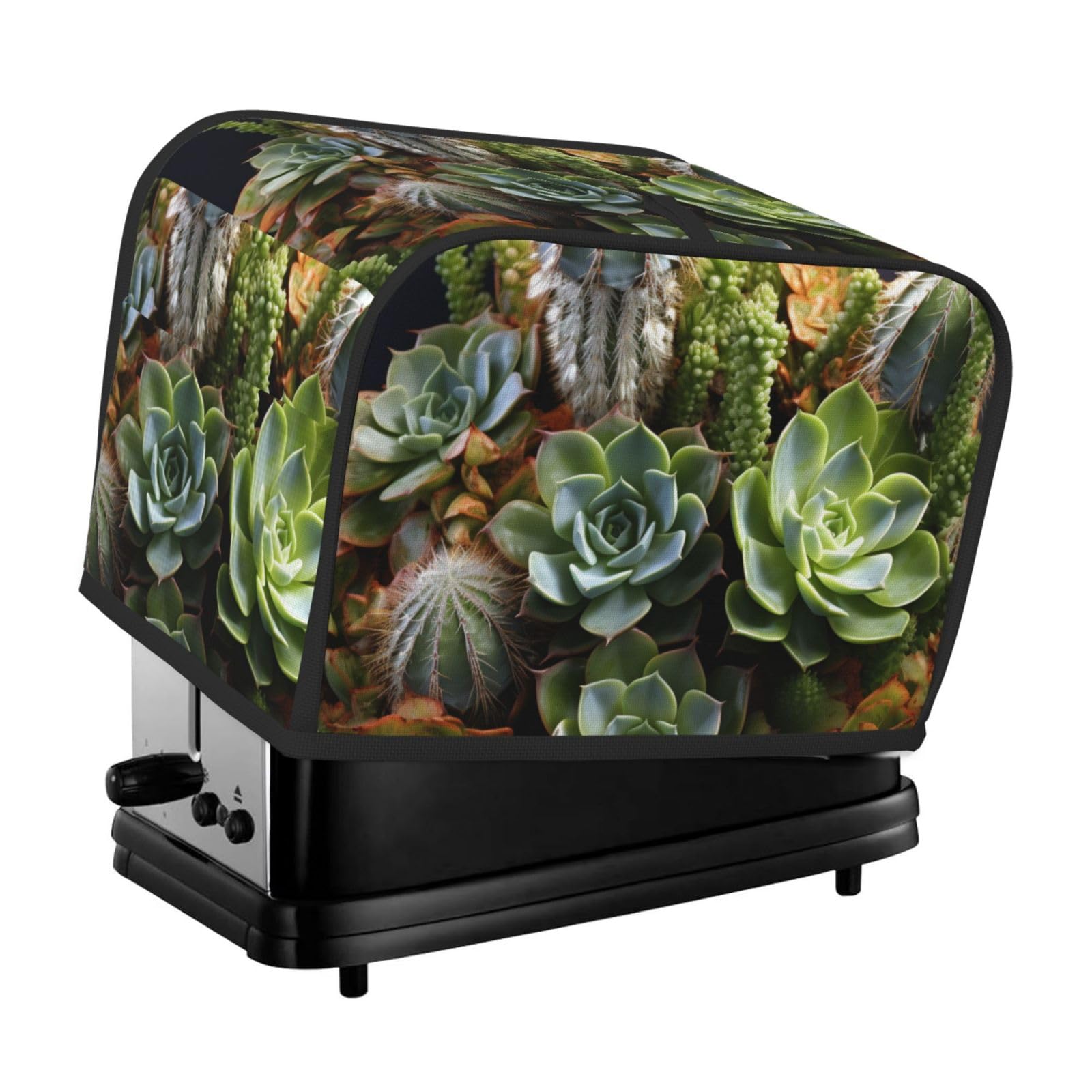 Fodpand Black Toaster Covers 2 Slice Cactus Multiflesh Bread Machine Cover Quilted Dustproof Toaster Cover Washable Bread Maker Protective For Kitchen Small Appliance