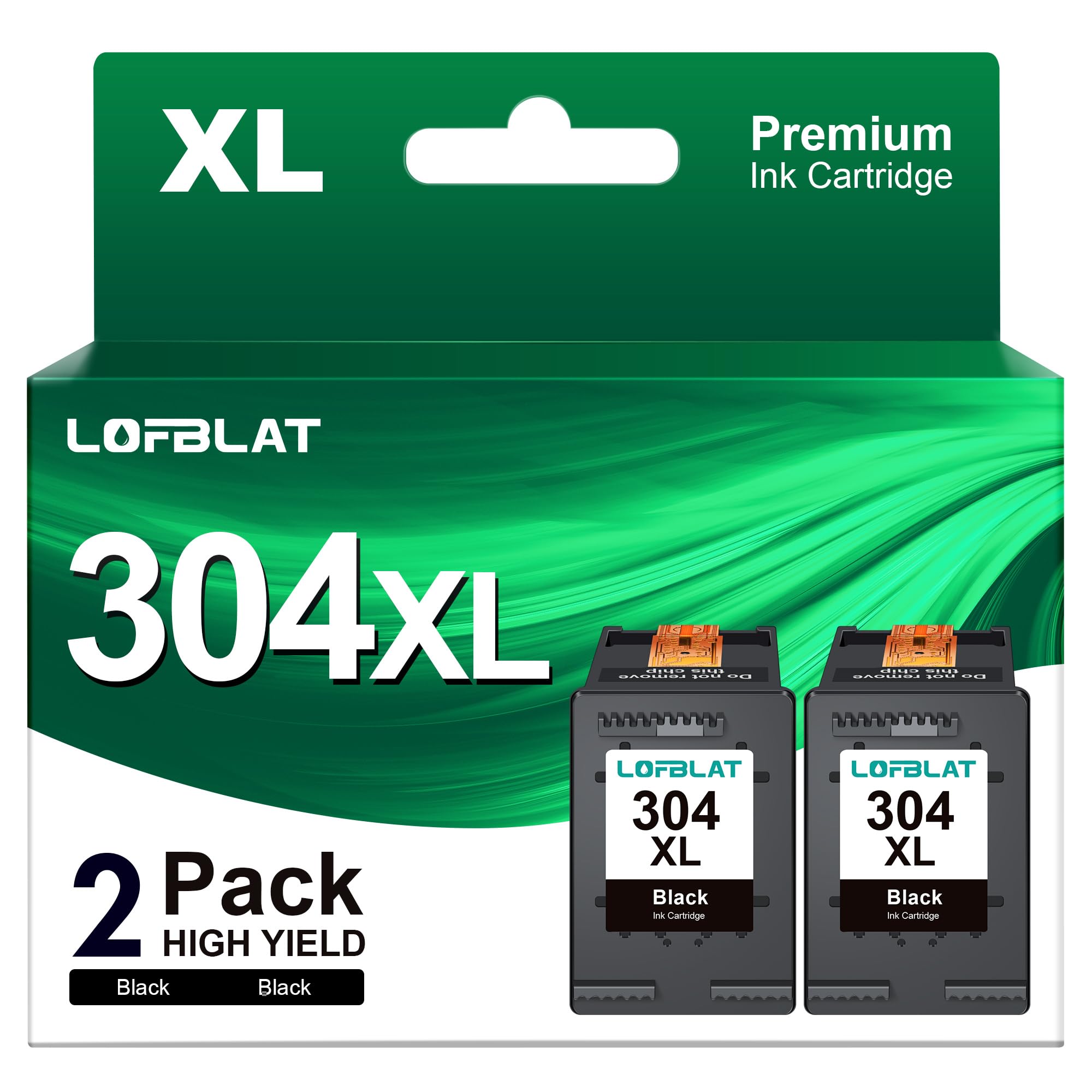 LOFBLAT 304XL Cartucce d'inchiostro per HP 304 304XL Nero per Envy 5030 5010 5020 5032 5050 per Deskjet 2620 2622 3760 3762 3750 3720 2630 2632 2633 3700 3733 3730 (Nero, 2-Pack)