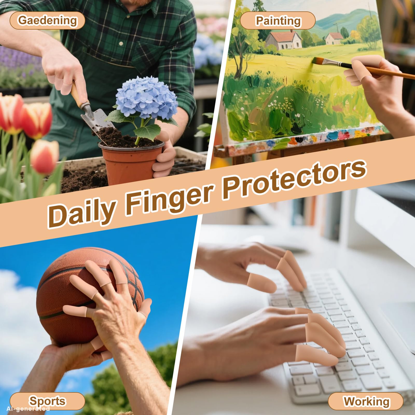 BMKYUET Gel Finger Cots 20Pcs -Reusable Silicone Finger & Thumb Guards,Flexible Shields Against Dryness, Rubbing, and Skin Stress During Activities 4