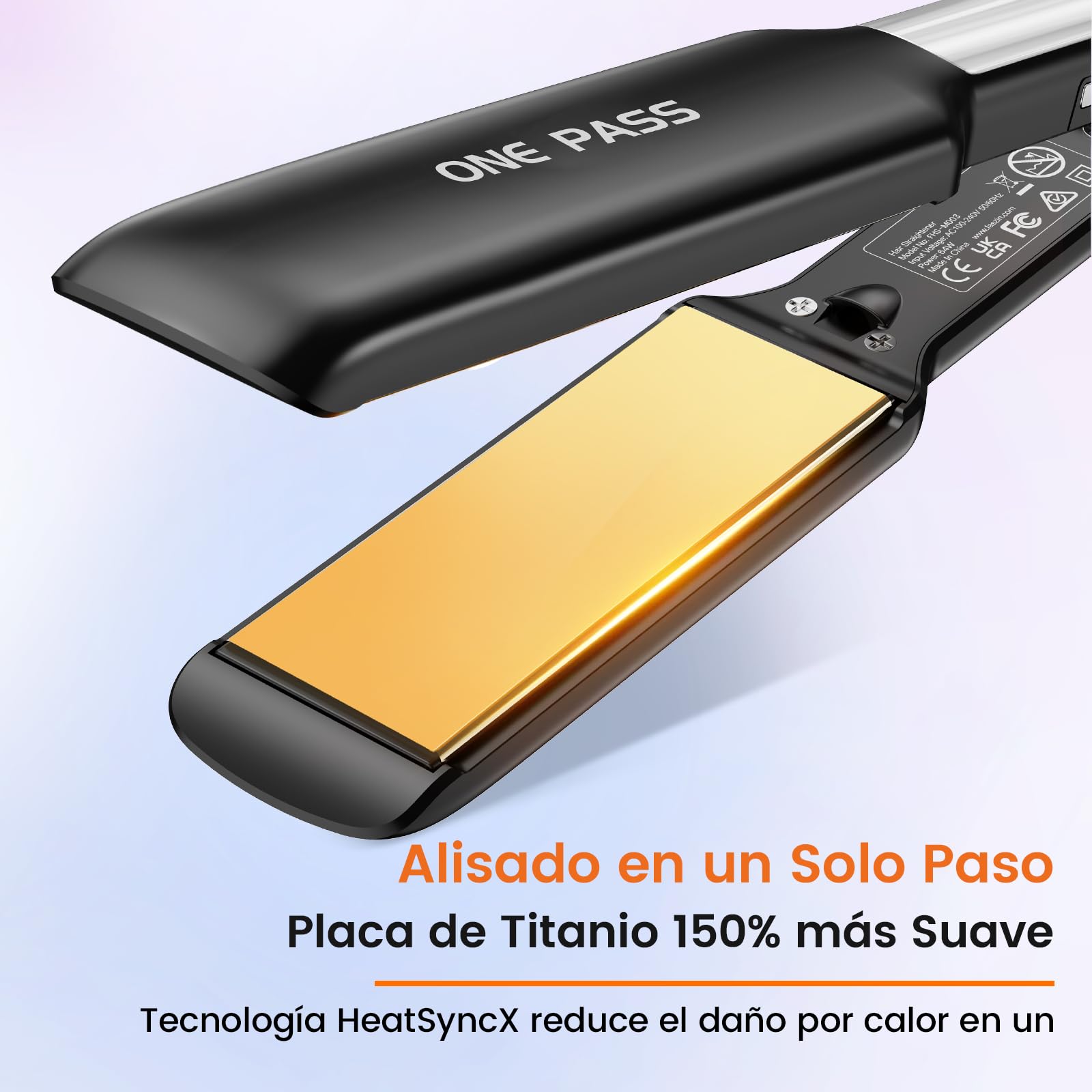 Faszin Plancha de Pelo con Placa de 42 mm de Ancho, Plancha de Titanio con Iones Negativos, Pantalla LED, Calentamiento Rápido de 30 s, Temperatura Ajustable de 11 Niveles (130-230 ℃) - Negro