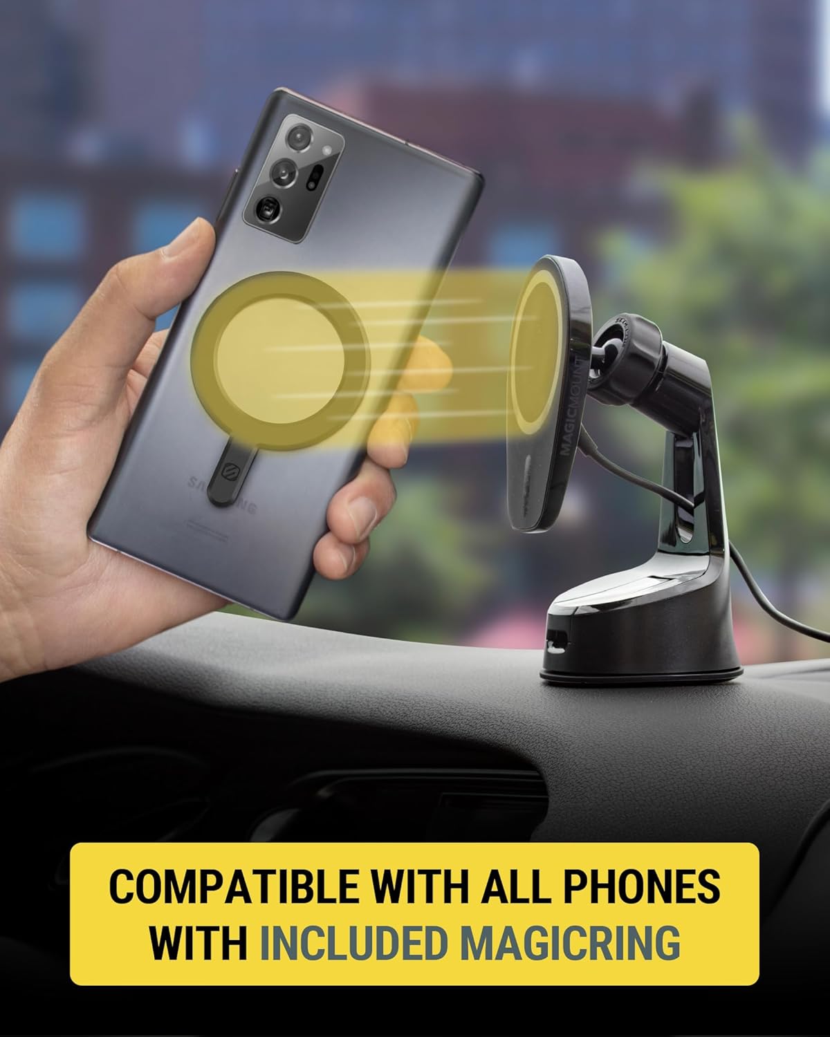 Scosche MPQ6 Magnetic Phone Holder for Car Dashboard/Windshield, 15W Wireless Fast Car Charger Stand, Hands Free Cell Phone Mount Compatible with iPhone 16/15/14/13/12 Series & MagSafe Case